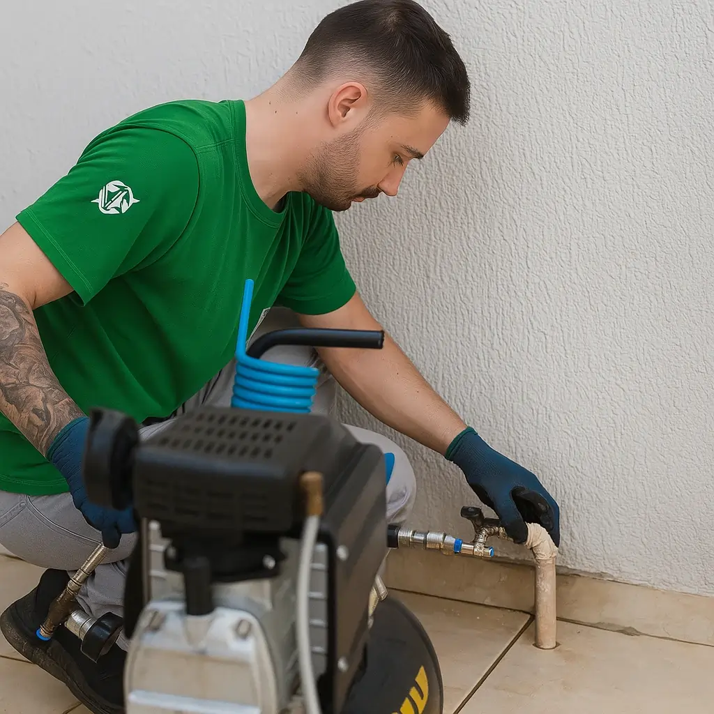 Antonio Sousa trabalhando - Desentupidora profissional em Jundiaí com garantia de 3 meses